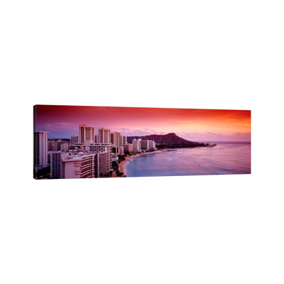 Sunset Honolulu Oahu HI USA by Panoramic Images - Wrapped Canvas Panoramic Print