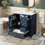 Meuble-lavabo bleu 30 po avec lavabo - Armoire autoportante en bois massif avec plateau en céramique, portes et tiroirs à fermeture en douceur, rangement spacieux, conception moderne peu encombrante-541633903