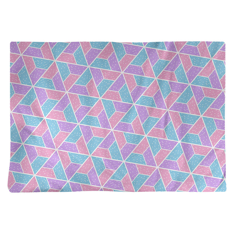 Napperon en coton à trois trapézoïdes de 18 po, Bleu / Mauve / Rose