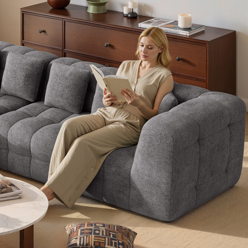 Boneless Modern Boneless Couch Cloud Modular Sectional Sofa with L Shaped Chaise, Upholstered Comfy Chenille Couch Bed, No Assembly Required