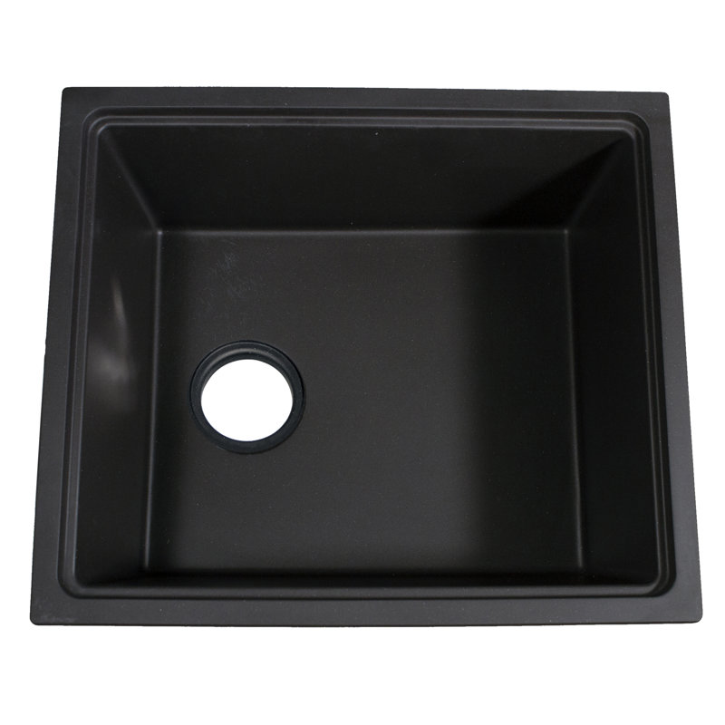 Nantucket Sinks 22 Inch  Dualmount Granite Composite Prep-Station with Side Set Drain, Black