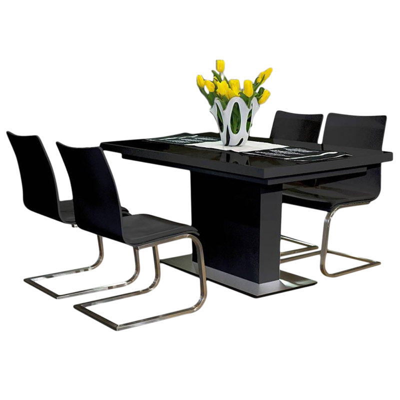 Quatravious Extendable Glass Top Dining Table