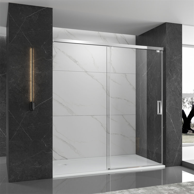 48'' W 76'' H Frameless Rectangle Reversible Shower Stall, Chrome