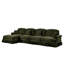 Canapé modulaire classique en L à trois places avec accoudoirs évasés et volants amovibles, avec jupes plissées et pieds fuselés, canapé en chenille confortable à quatre places avec repose-pieds mobile-854244400