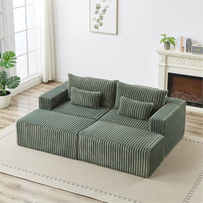 Méridienne surdimensionnée 87 po, sans assemblage requis, causeuse en peluche nuage avec deux repose-pieds amovible, fauteuil-lit moderne moelleux pour la chambre à coucher du salon intérieur