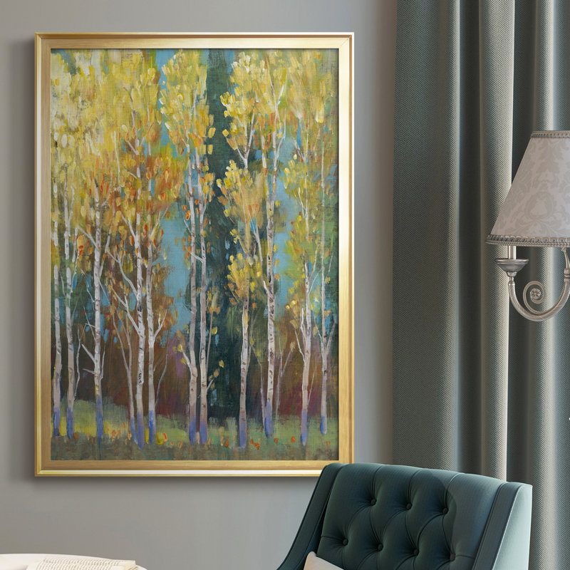 Toile encadrée de qualité supérieure Aspen Grove I - prête à être accrochée, Or, H 24,5 po x l 18,5 po x P 1 po
