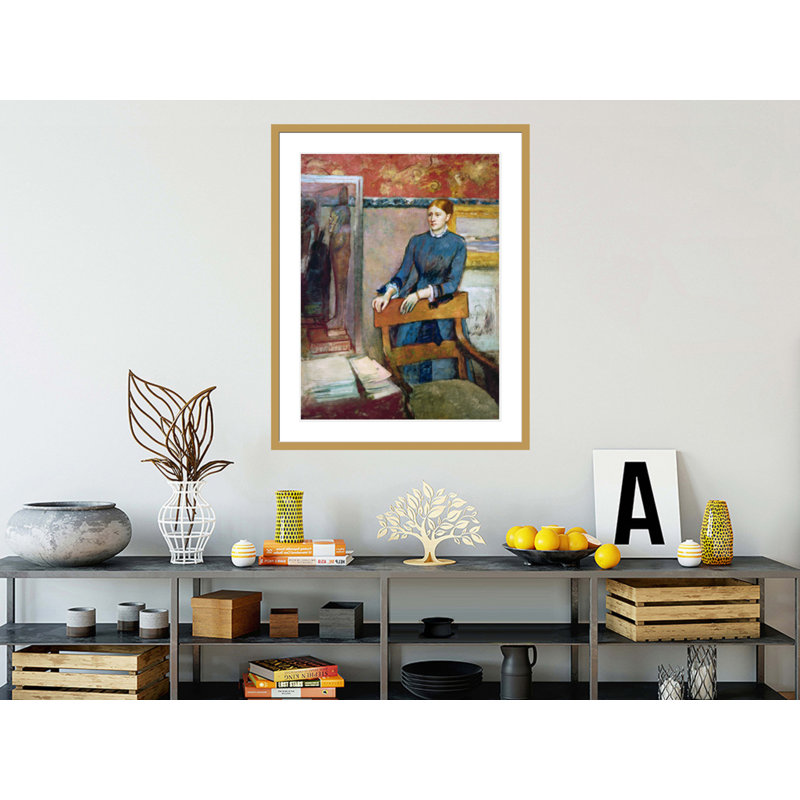 «Helene Rouart in Her Father's Study» par Edgar Degas, impression par estampe numérique encadrée, H 41,5 po x l 32,86 po
