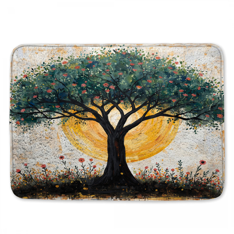 Tapis de bain Arbre avec fond de soleil, L 24 po x L 17 po