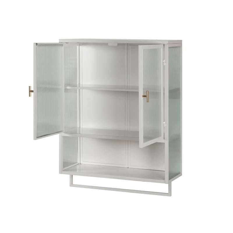 Modern Two-door Wall Cabinet with Featuring Two-tier Enclosed Storage, White