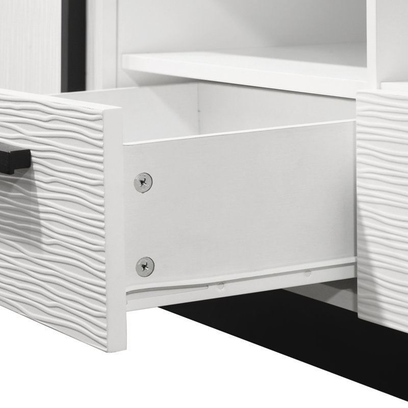 70.5" White Finish TV Stand With Drawers