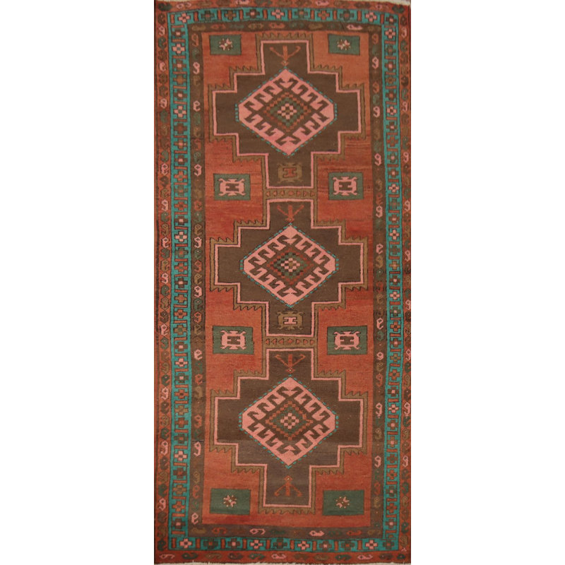 Tapis de couloir géométrique traditionnel 4x9