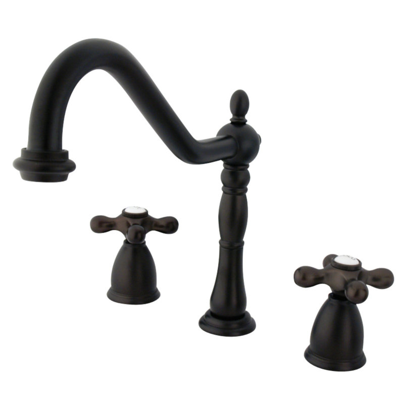 Robinet de cuisine à poignée double Kingston Brass Heritage, Bronze huilé, Sans douchette latérale