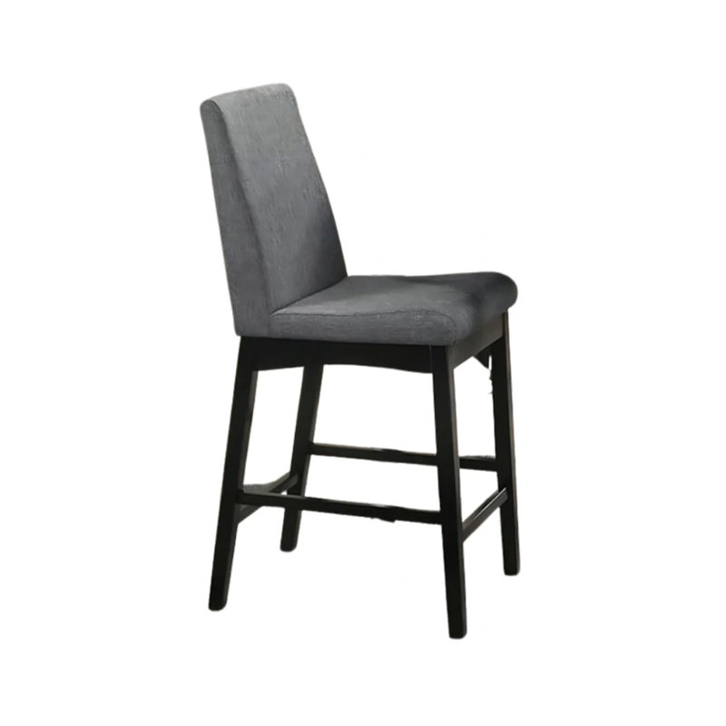 Chaise à hauteur de comptoir Heni, coussins en polyester gris, brun noyer foncé