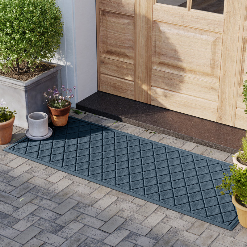 WaterHog® Argyle 22 in. x 60 in. Indoor Outdoor Runner Doormat, Bluestone, Rectangle 22" x 60"
