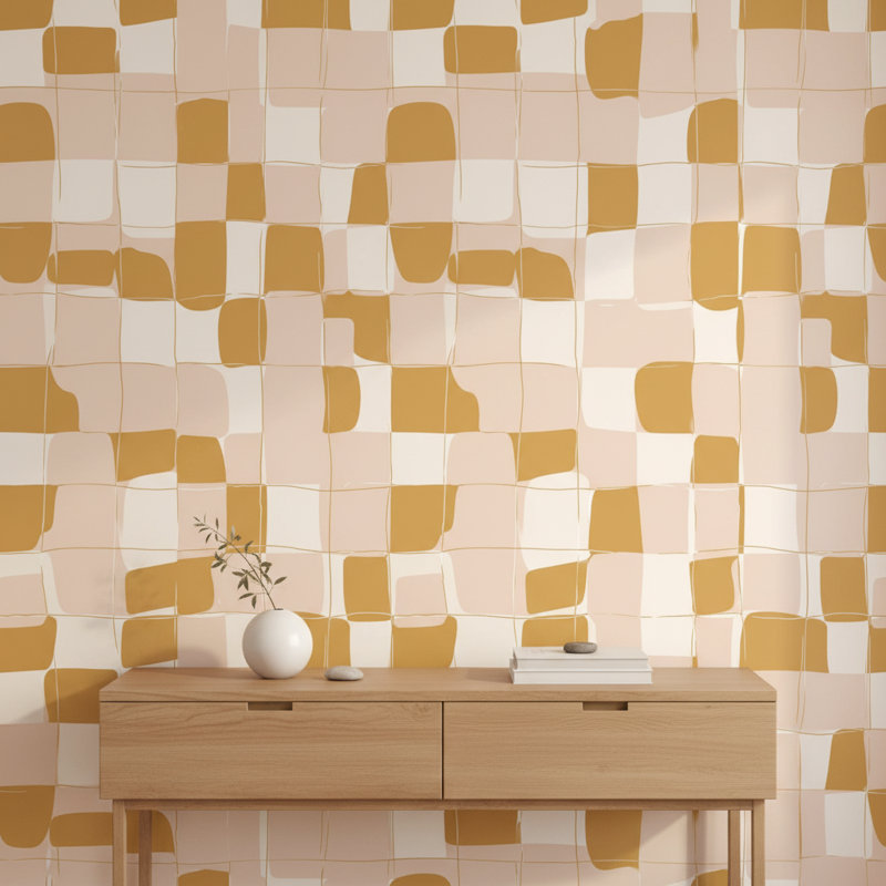 Papier peint abstrait à carreaux, décoration murale moderne