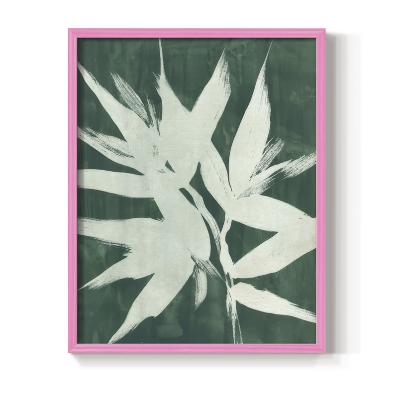 «Water Palm Fossil III», reproduction encadrée - bois massif, H 30 po x l 24 po, Rose