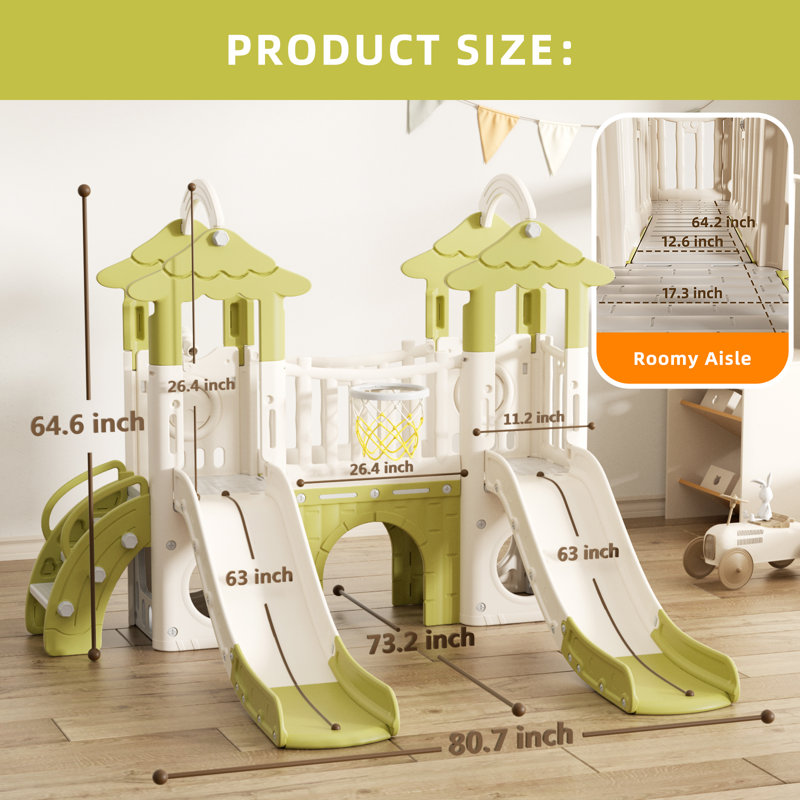 Glissoire autoportante en plastique l 80,7 po GLAF, Vert