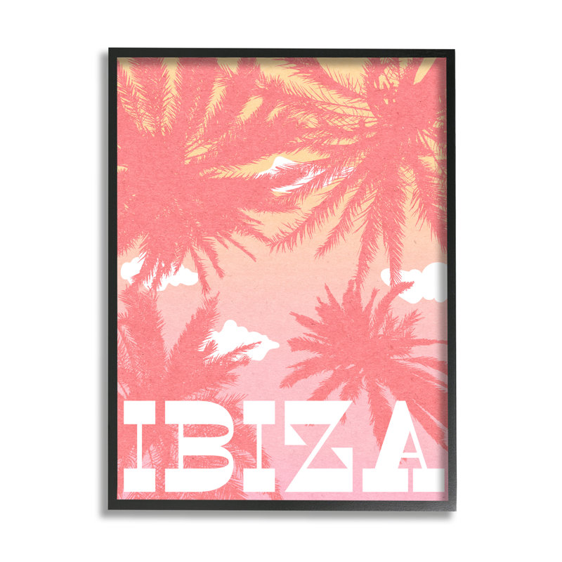 «Tropical Tropical Palm Trees», art mural texturé par Daphne Polselli, Giclée encadrée noir minuit