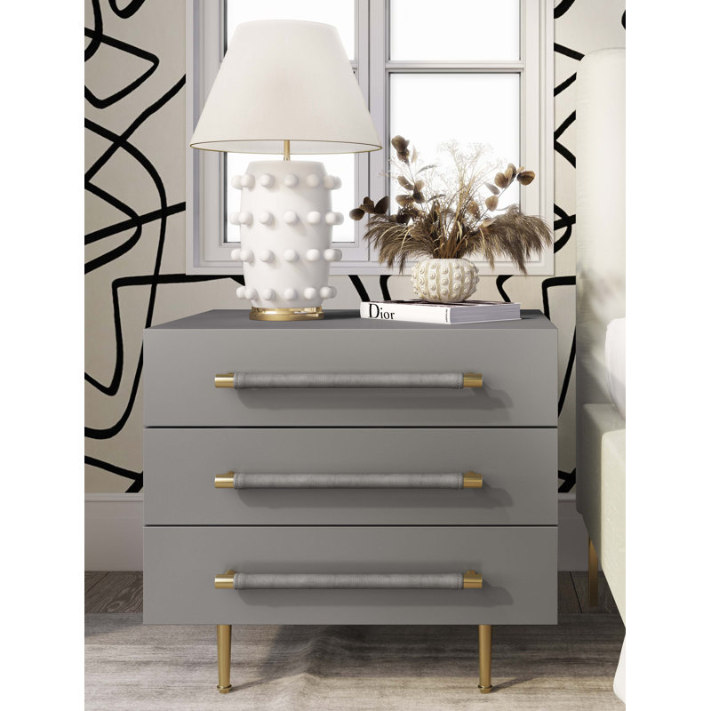 Trident-Nightstand-UK 71.1cm W Bedside Table, Grey