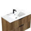 Meuble-lavabo mural avec panneau cannelé 3D et lavabo intégré en céramique-130545076