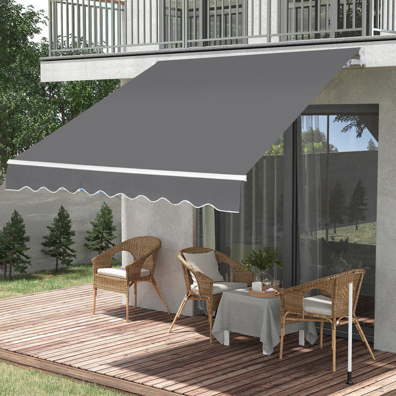 Dakota Fields Polyester Cover Retractable Patio Awning, 200" H x 150" W x 16.2" D, Grey