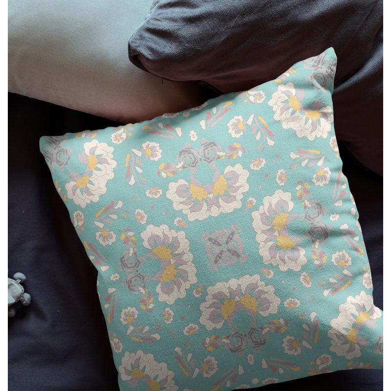  Housse de coussin Divine, 18 po x 18 po, Vert / blanc cassé