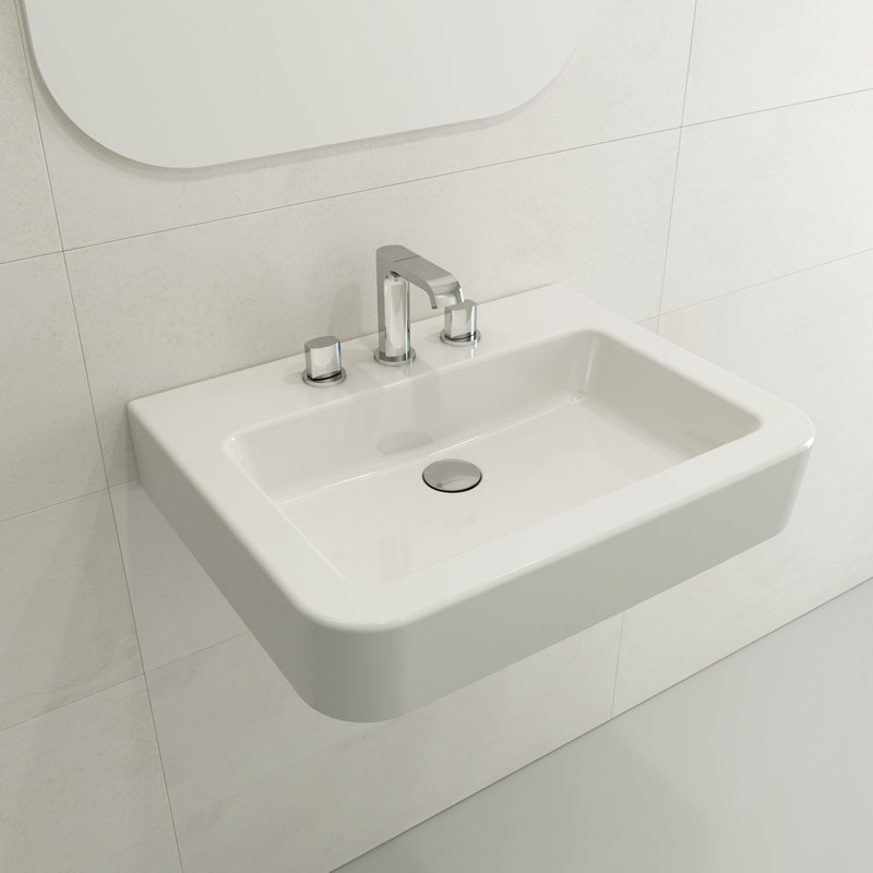 Parma 25.59'' L Bathroom Sink, White, Single-Hole