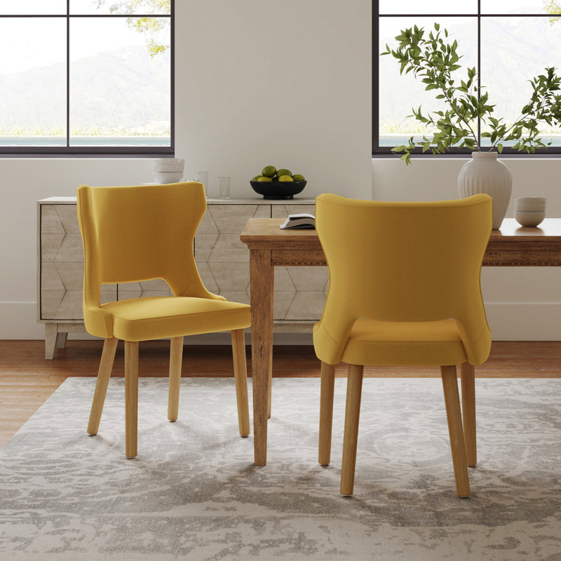 Piscoya 21.5''W Mid-century Modern Upholstered Dining Chairs With Solid Wood Legs (Set of 2), Mustard