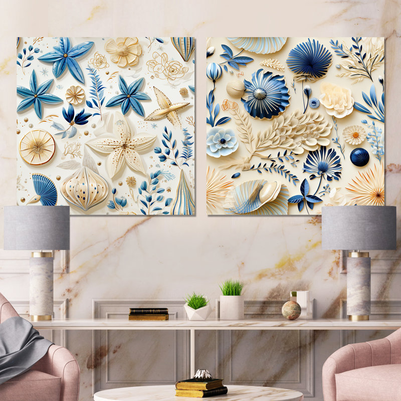 Auserine - ensemble de 2 reproductions d'art sur toile florales, Toile tendue, H 36 po x l 73 po x P 1,5 po