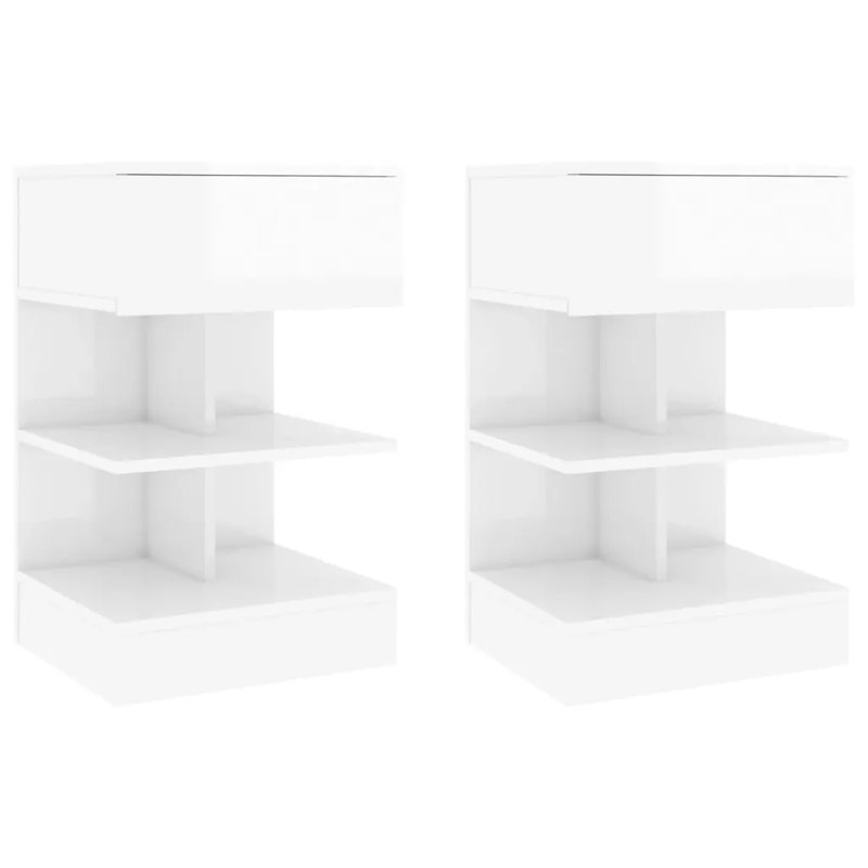 Averley 40cm W Solid Wood Bedside Table, High Gloss White