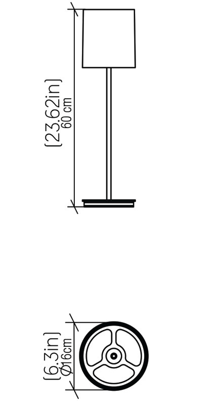 Cylindrical Buffet Table Lamp, 23.62" H x 6.3" W x 6.3" D, American Walnut