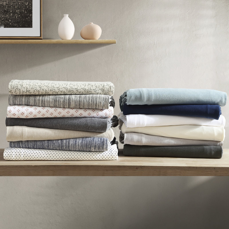 Twin Polka Dot Navy Cotton Jersey Knit Sheet Set