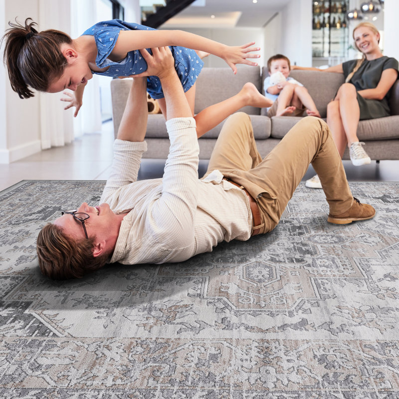 Tapis tissé 5 x 7 - et tendance, sans perte de teinture, pratiquement sans perte de poils, pour la chambre à coucher