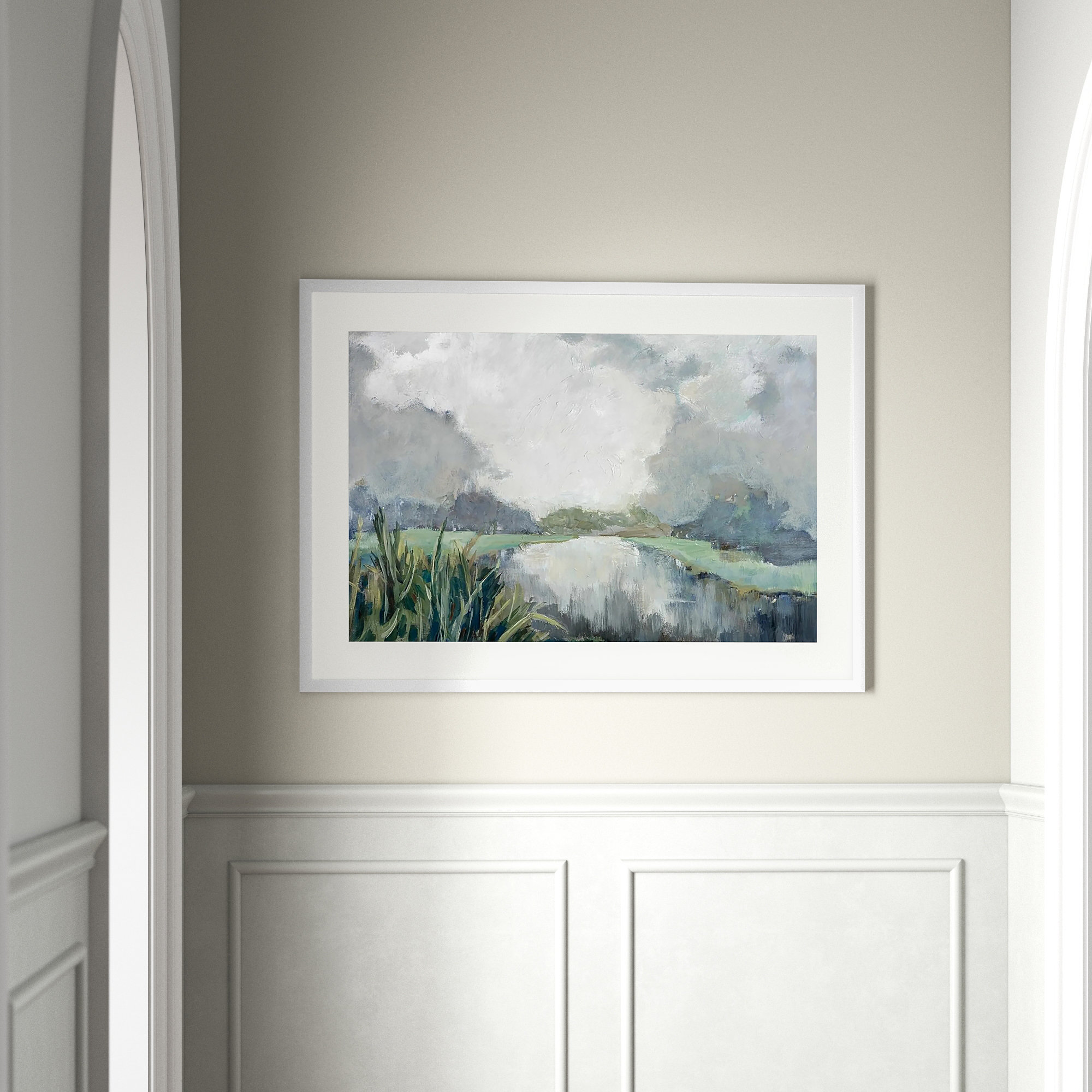 Passage by Mary Parker Buckley, White, 31" H x 43" W, Framed Print