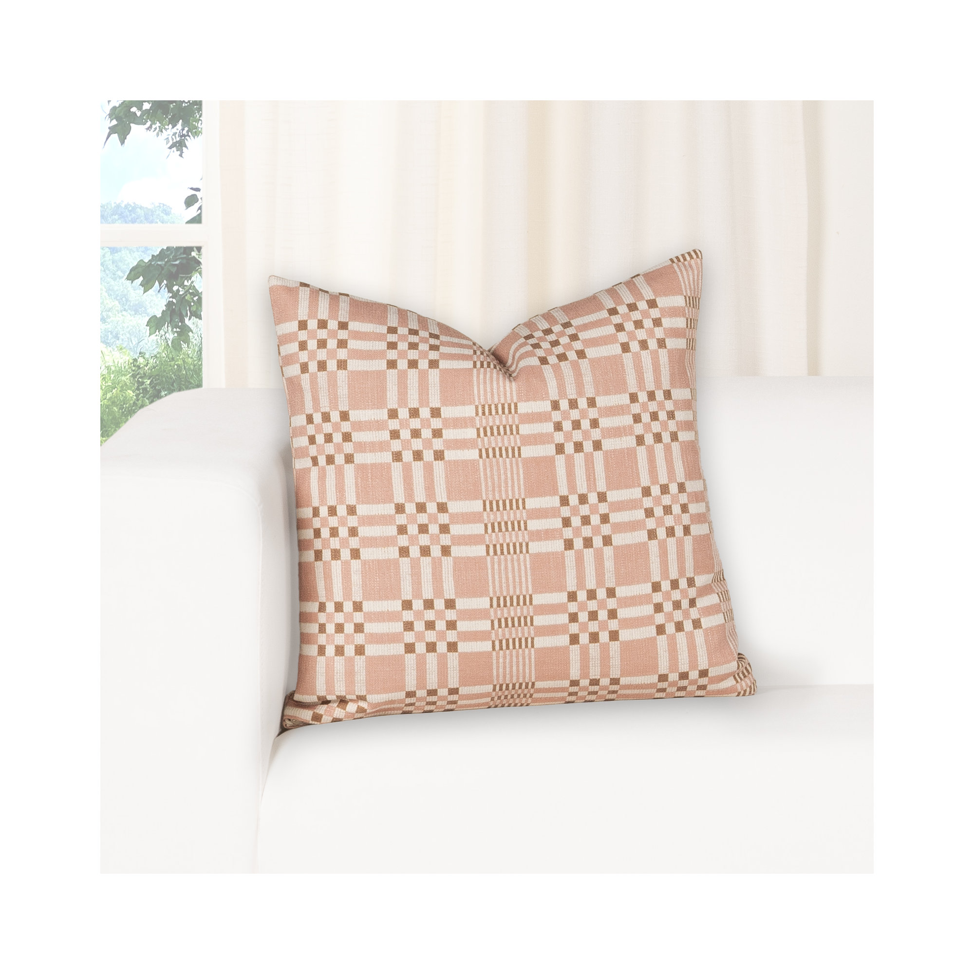 Modular Print Accent Pillow, Square 18", Polyester, Pink