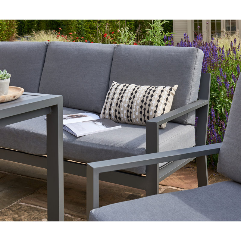 Abhik 7 - Person Sofa Set with Cushions, Grey