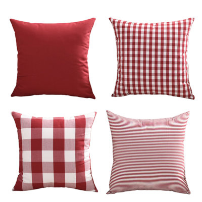 Plaid Cotton Outdoor Reversible Pillow Cover