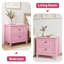 Ensemble de 2 tables de chevet Haven avec 2 tiroirs, tables de chevet Shaker avec poignées argentées et pieds antidérapants, tables de bout rose pastel et bleu pour la chambre à coucher et le salon-131644428
