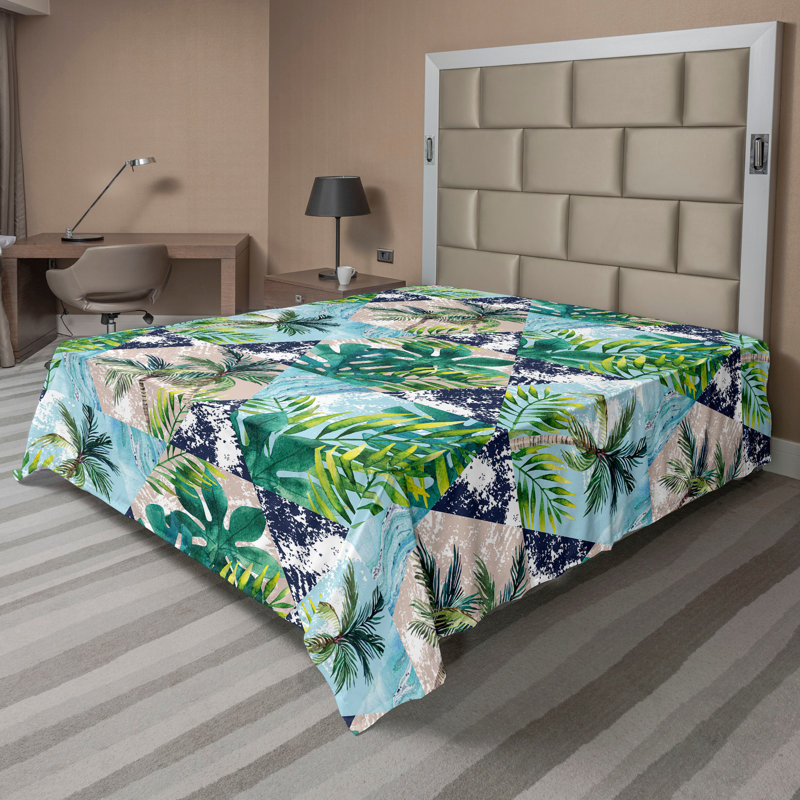 Drap plat Ambesonne, Vert, crépuscule / floral, Drap plat de taille très grand