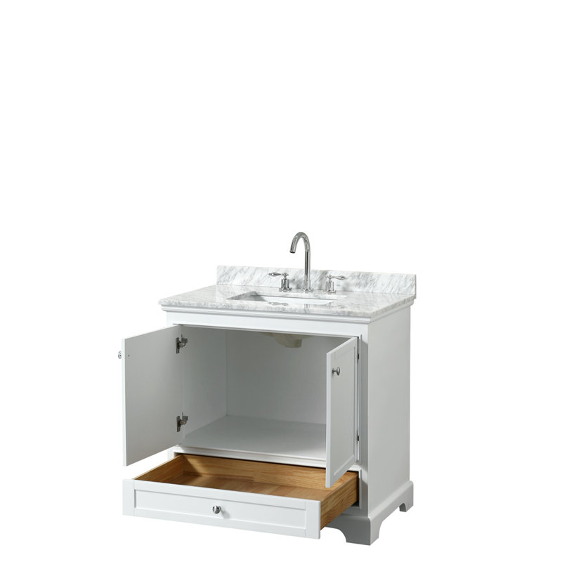 Deborah 36 " W Freestanding Standard Free Standing Single Double Single Vanity Bathroom Vanity With Marble Top, Dark Espresso