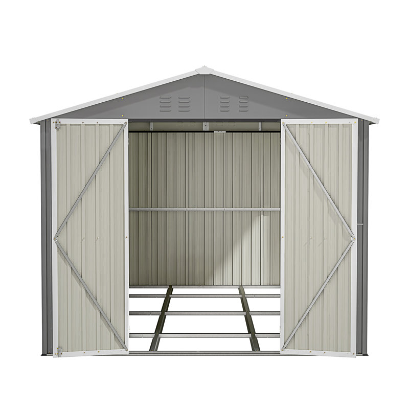 8 X 12 FT Outdoor Storage Shed, Gray, 79.27" H x 94.63" W x 146" D