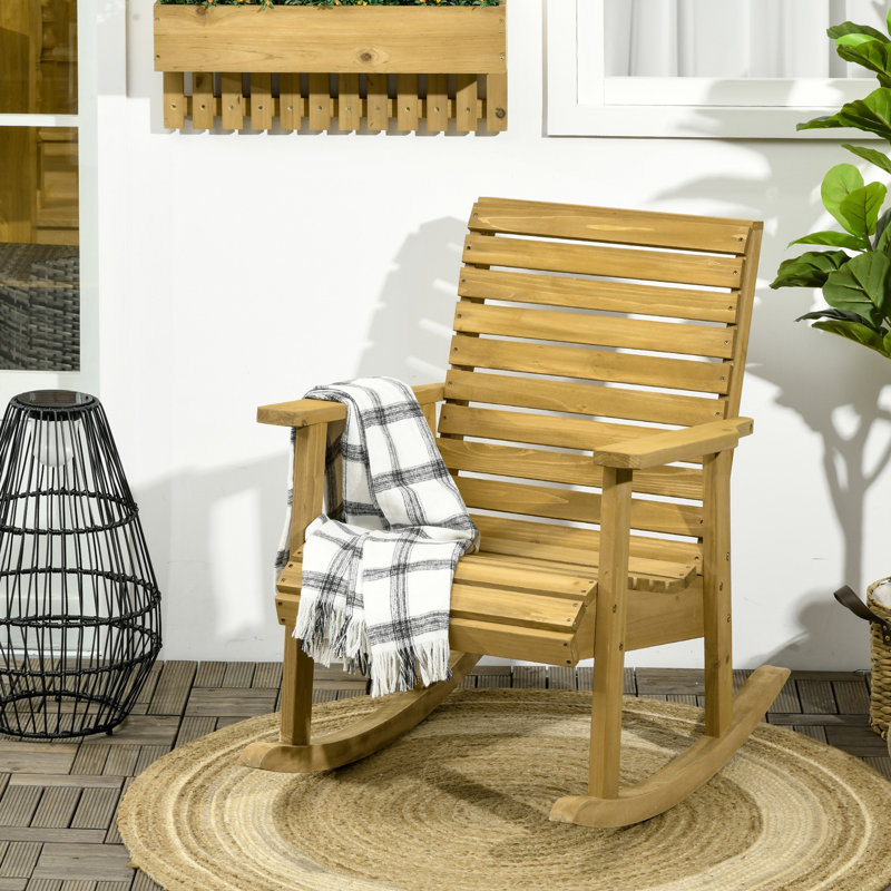 Chaise berçante d'extérieur en bois Outsunny