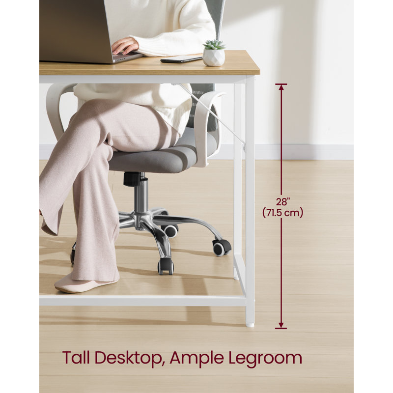 Alaeyah Metal Base Computer Desk, Beige, White