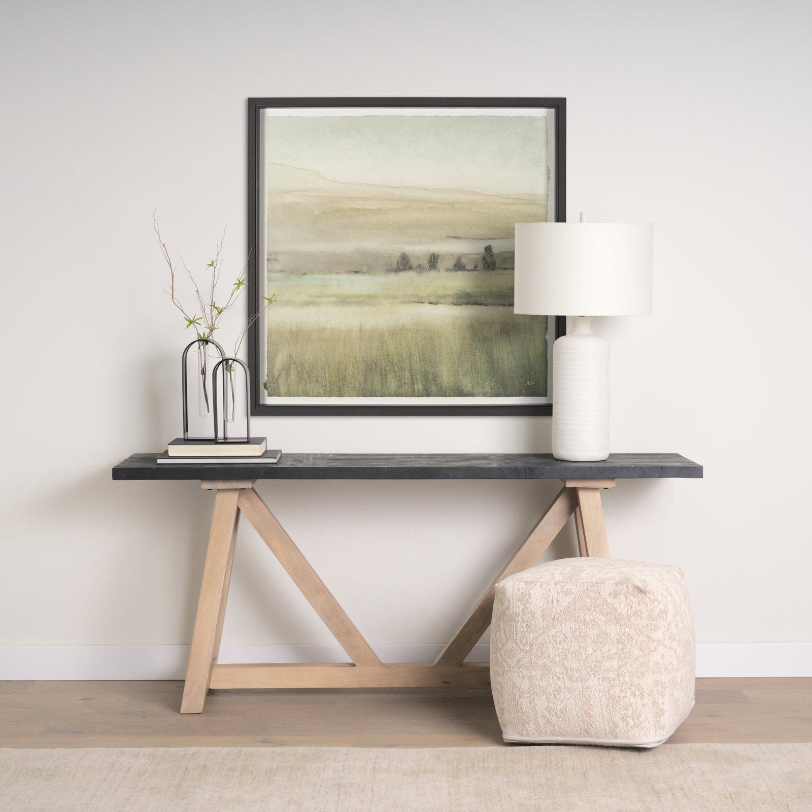 Rolling Fields I Hand-Embellished Print, 41.5" H x 41.5" W x 1.6" D, Black, Rolling Fields I