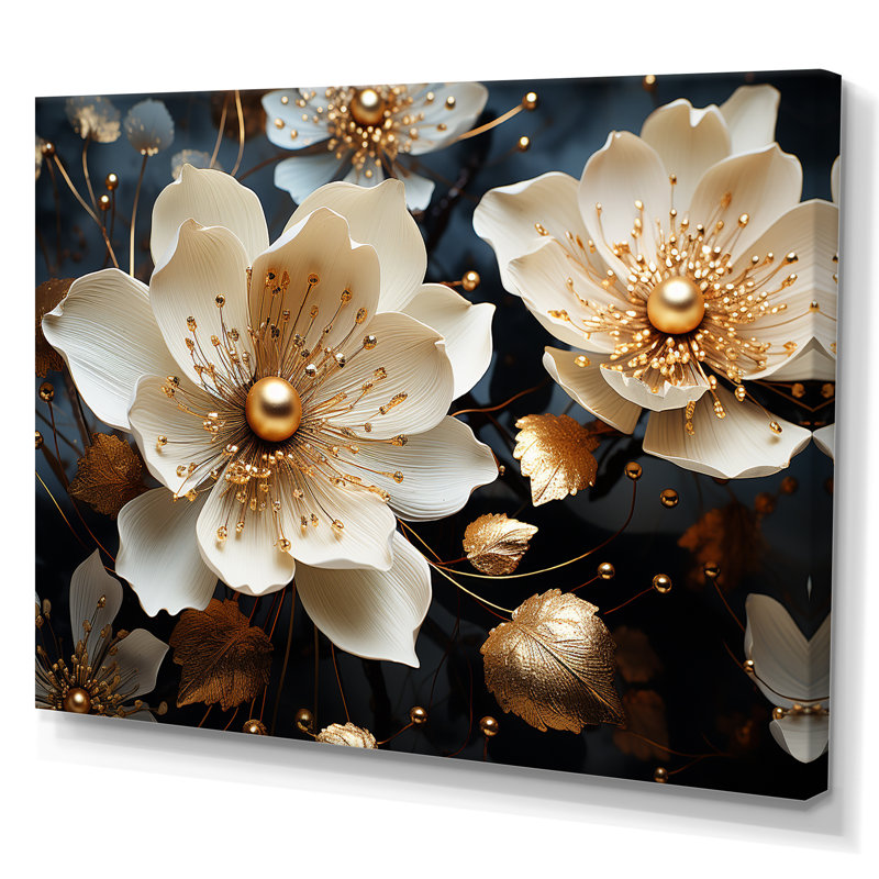 Golden Lotus Tranquility sur toile, Toile tendue, 30" H x 40" W