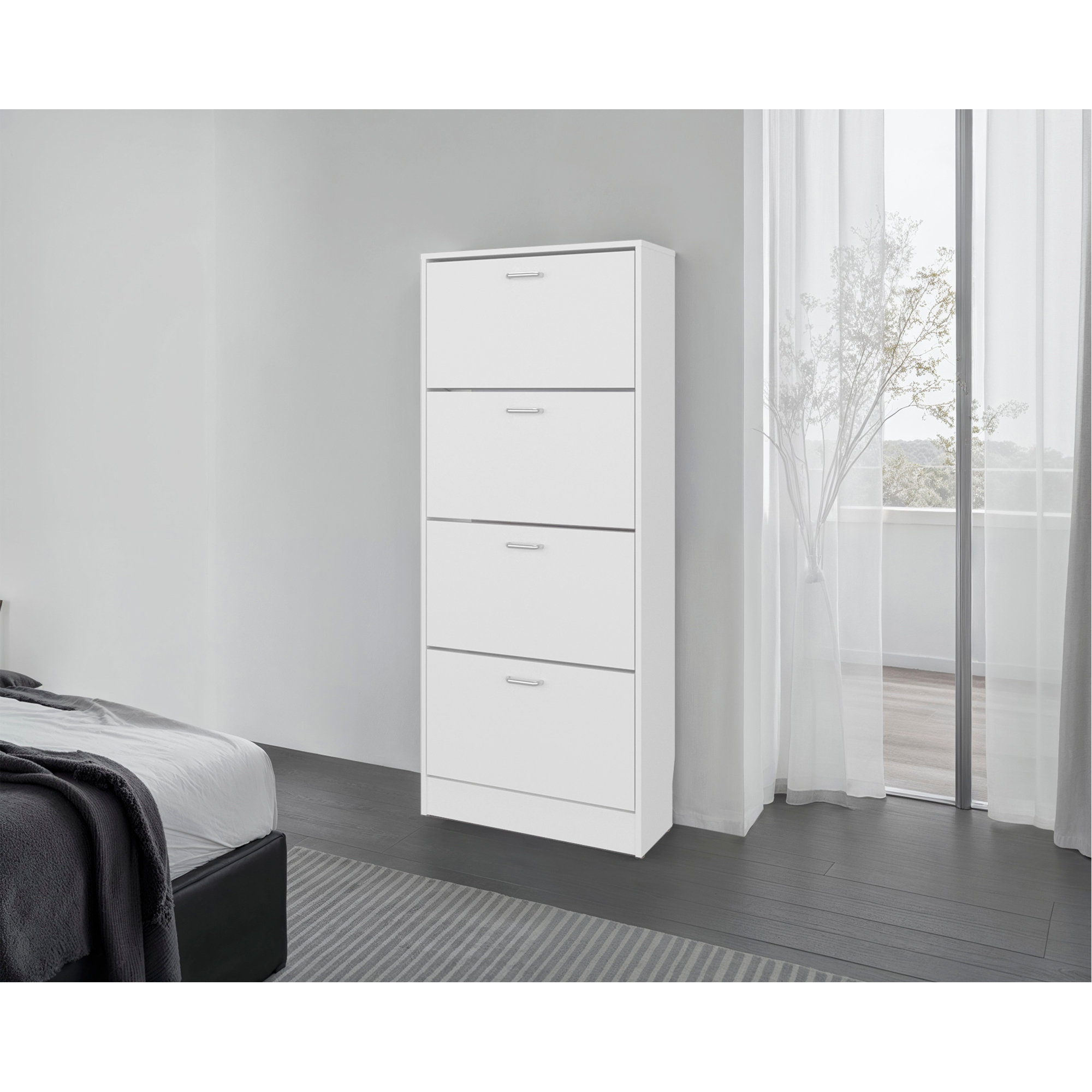 Ebern Designs Vertical Shoe Cabinet With Doors For Home Organization ...