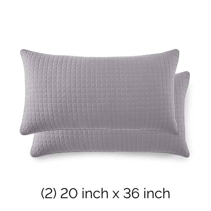 Taies d'oreiller matelassées Vilano de Southshore Fine Linens, en microfibre doublement brossée, à coutures carrées et bords passepoilés, lot de 2, 51 x 66 cm, gris acier
