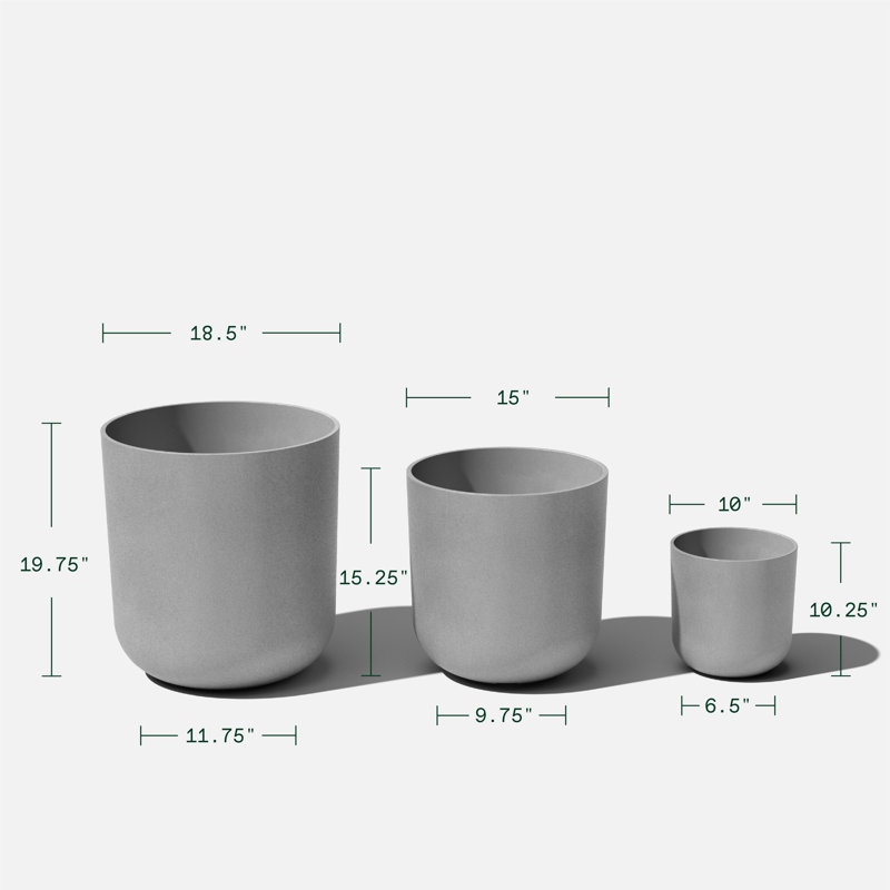 Gray Plastic Composite Indoor/Outdoor Planter Set