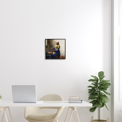 Stupell Industries The Kitchen Maid Johannes Vermeer Classical By One1000paintings - Floater Frame Painting On Canvas In Midnight Black Framed Giclee