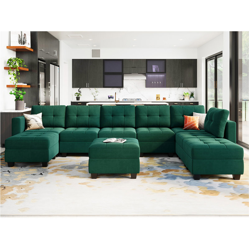 Canapé modulaire Soneson, Velours vert